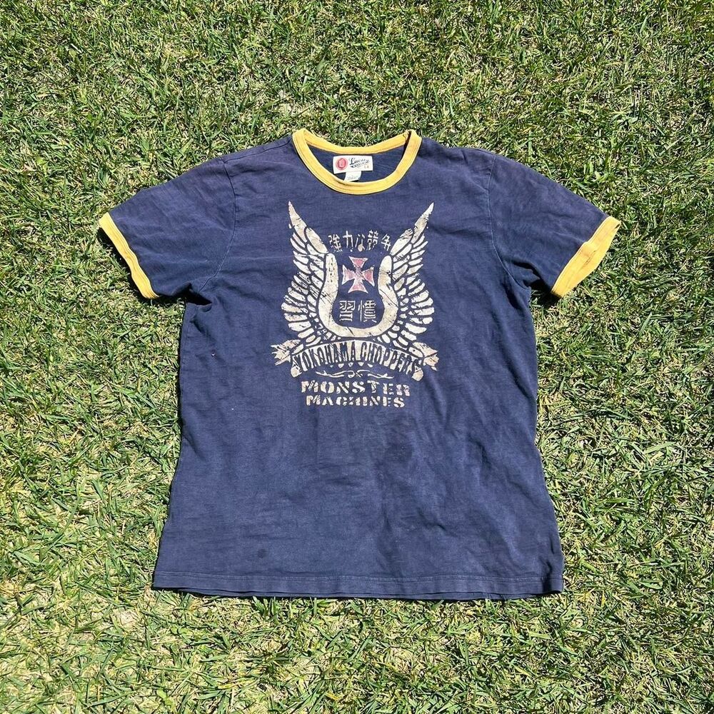 Lucky Brand USA ringer tee Yomohoma Choppers Mens size L Large